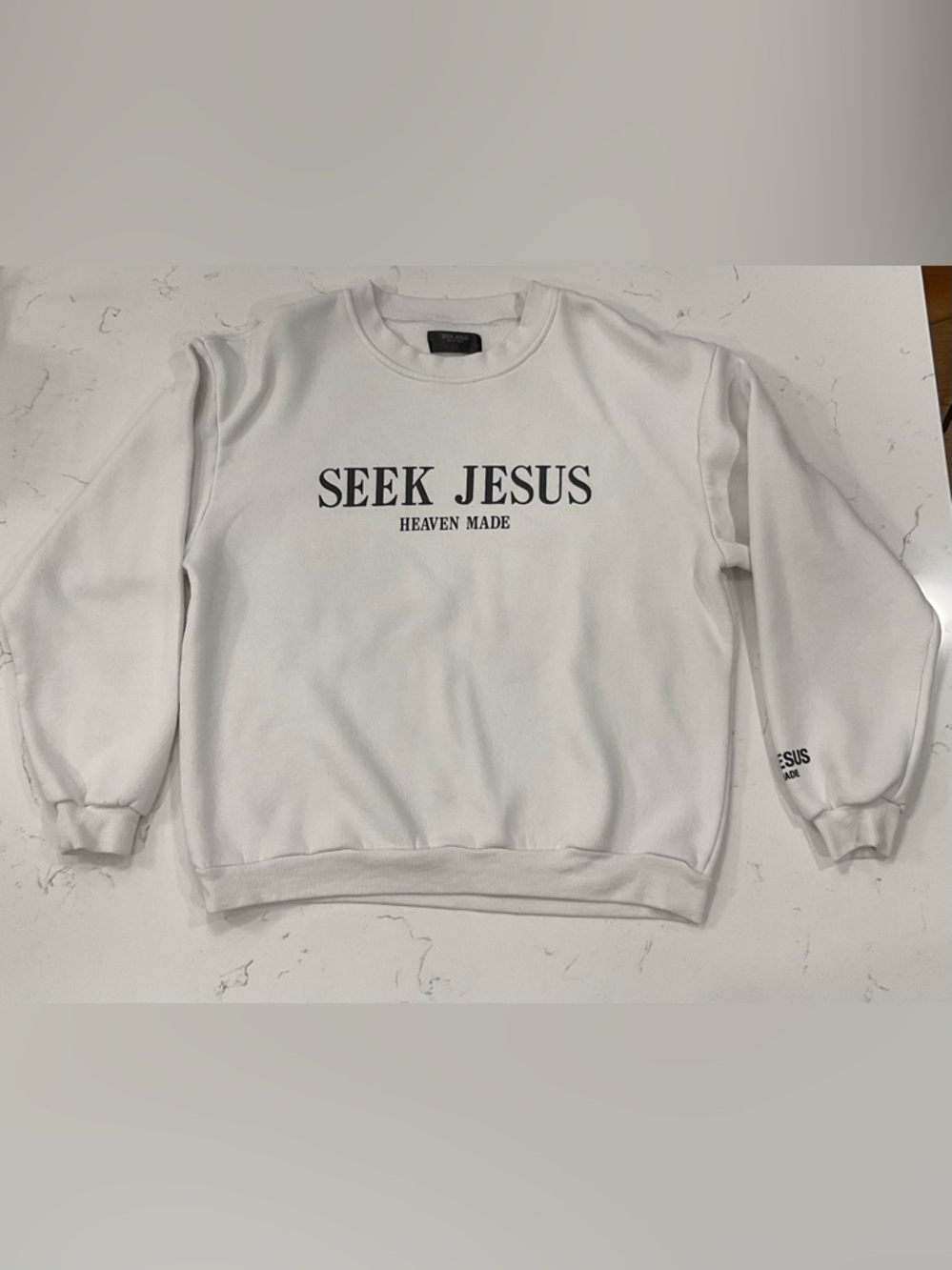 Seek Jesus White Crewneck - Large